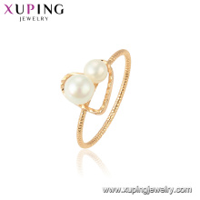 15439 xuping novo mais recente anel de ouro projeta moda branco pérola para a festa para as mulheres de jóias